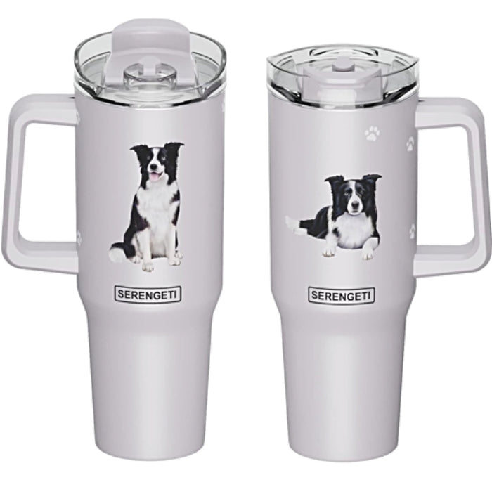 BORDER COLLIE DOG SERENGETI 40 Oz. Stainless Steel Ultimate Hot & Cold Tumbler