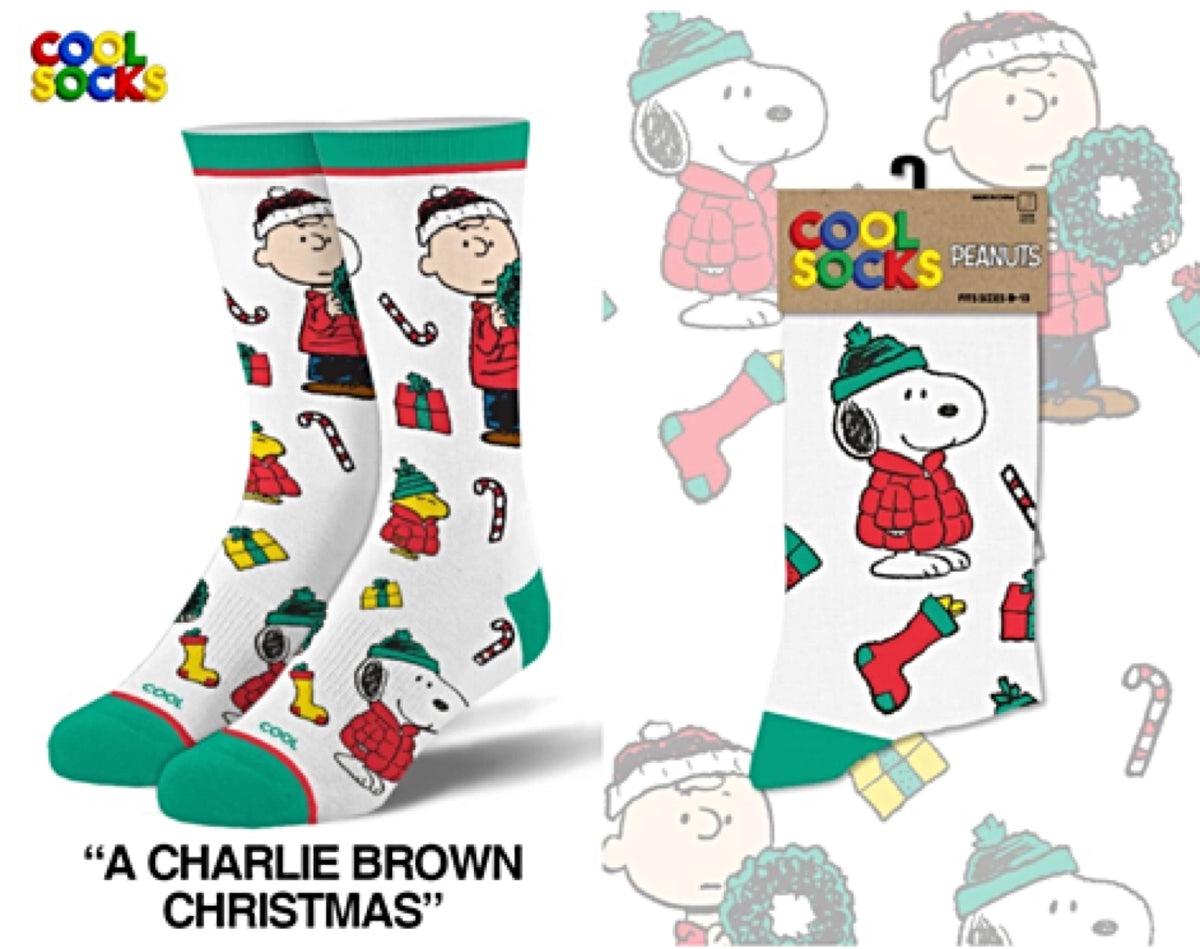 PEANUTS CHRISTMAS Unisex Socks COOL SOCKS Brand SNOOPY & CHARLIE BROWN - Novelty Socks for Less