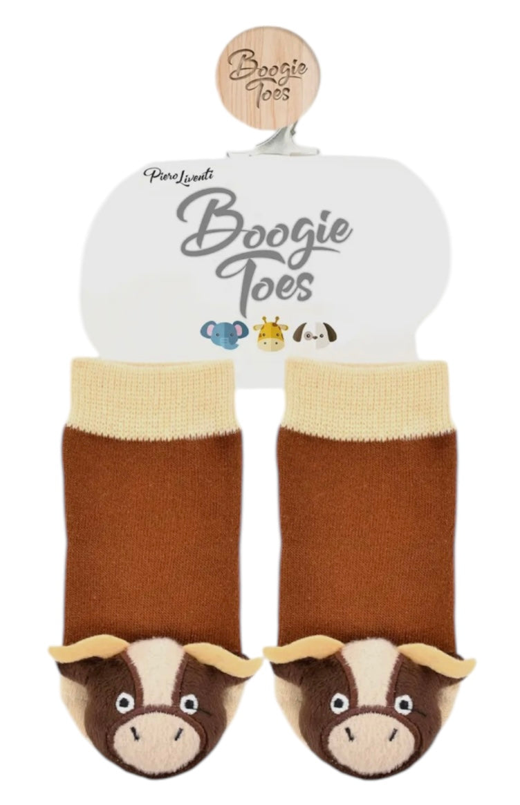 BOOGIE TOES Baby Unisex BABY BULL Rattle Gripper Bottom Socks By PIERO LIVENTI - Novelty Socks And Slippers