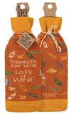 PRIMITIVES BY KATHY ALCOHOL WINE BOTTLE SOCK ‘THANKFUL FOR WINE LOTS OF WINE’ - Novelty Socks for Less