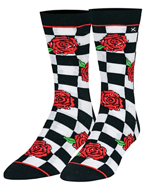 ODD SOX Brand Men’s CHECKERBOARD & ROSES Socks - Novelty Socks for Less