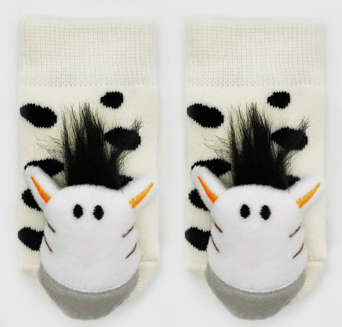 BOOGIE TOES Baby Unisex ZEBRA Rattle Gripper Bottom Socks By Piero Liventi - Novelty Socks And Slippers