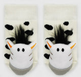 BOOGIE TOES Baby Unisex ZEBRA Rattle Gripper Bottom Socks By Piero Liventi - Novelty Socks And Slippers