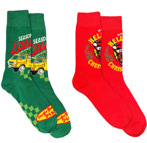 NETFLIX STRANGER THINGS Men’s 2 Pair of CHRISTMAS Socks ‘HAVE A HELLFIRE CHRISTMAS’ - Novelty Socks And Slippers