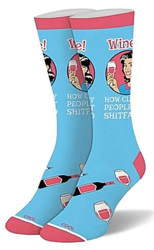 COOL SOCKS BRAND LADIES ‘WINE HOW CLASSY PEOPLE GET SHITFACED’ SOCKS - Novelty Socks for Less