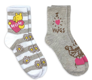 DISNEY WINNIE THE POOH Ladies MOTHERS DAY Socks With KANGA & ROO ‘I LOVE HUGS’ - Novelty Socks And Slippers