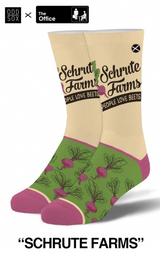 THE OFFICE TV SHOW Men’s SCHRUTE FARMS Socks ODD SOX Brand ‘PEOPLE LOVE BEETS’ - Novelty Socks And Slippers