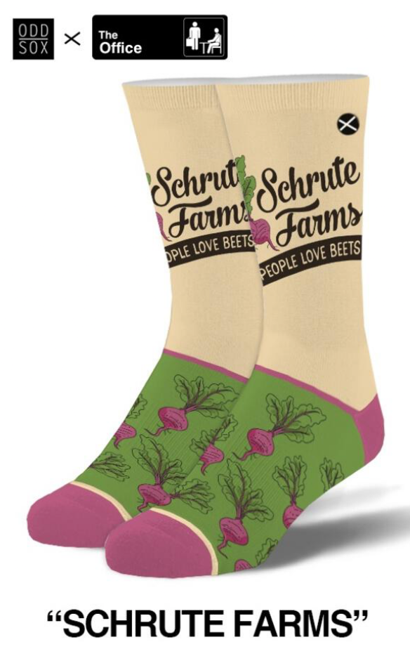 THE OFFICE TV SHOW Men’s SCHRUTE FARMS Socks ODD SOX Brand ‘PEOPLE LOVE BEETS’ - Novelty Socks And Slippers