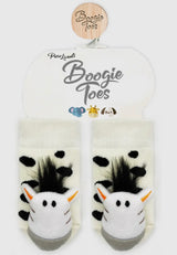 BOOGIE TOES Baby Unisex ZEBRA Rattle Gripper Bottom Socks By Piero Liventi - Novelty Socks And Slippers