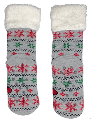 PEANUTS Ladies WOODSTOCK CHRISTMAS Sherpa Lined Gripper Bottom Slipper Socks - Novelty Socks for Less