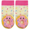BOOGIE TOES Baby PINK FROSTED DONUT Rattle Gripper Bottom Socks By PIERO LIVENTI - Novelty Socks And Slippers