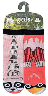 PALS SOCKS Brand Unisex RACCOON & CARDINAL Mismatched Gripper Bottom Socks (CHOOSE SIZE) - Novelty Socks for Less