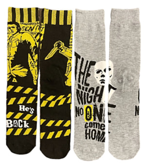 HALLOWEEN II Men’s 2 Pair Of MICHAEL MYERS Socks ‘THE NIGHT NO ONE COMES HOME’ - Novelty Socks And Slippers