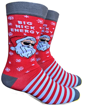 GROOVY THINGS Brand Men’s CHRISTMAS Socks ‘BIG NICK ENERGY’ - Novelty Socks for Less