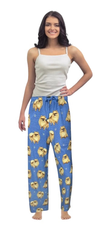 COMFIES Brand Unisex POMERANIAN Pajama Bottoms E&S Pets (CHOOSE SIZE) - Novelty Socks And Slippers