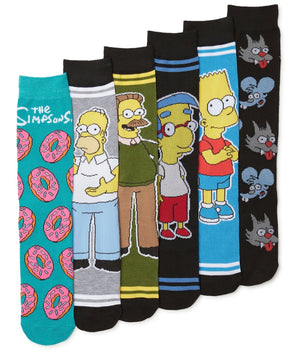 THE SIMPSONS Men’s 6 Pair Of Socks Gift Set FLANDERS, ITCHY & SCRATCHY - Novelty Socks And Slippers