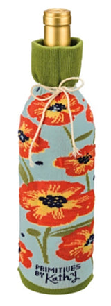 PRIMITIVES BY KATHY ALCOHOL WINE BOTTLE SOCK ‘AND I DRINK TO MYSELF WHAT A WONDERFUL WORLD’ - Novelty Socks for Less