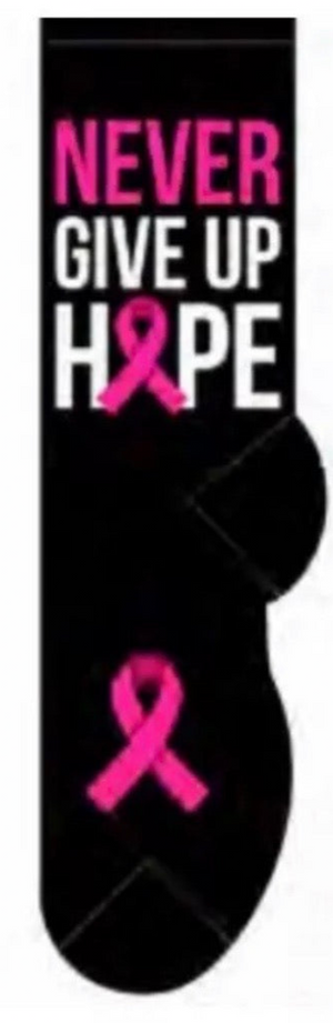 FOOZYS BRAND Ladies BREAST CANCER Socks 'NEVER GIVE UP HOPE' (CHOOSE COLOR) - Novelty Socks And Slippers