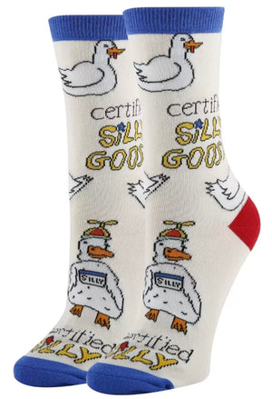 OOOH YEAH Brand Ladies GOOSE Socks ‘CERTIFIED SILLY GOOSE’ - Novelty Socks And Slippers