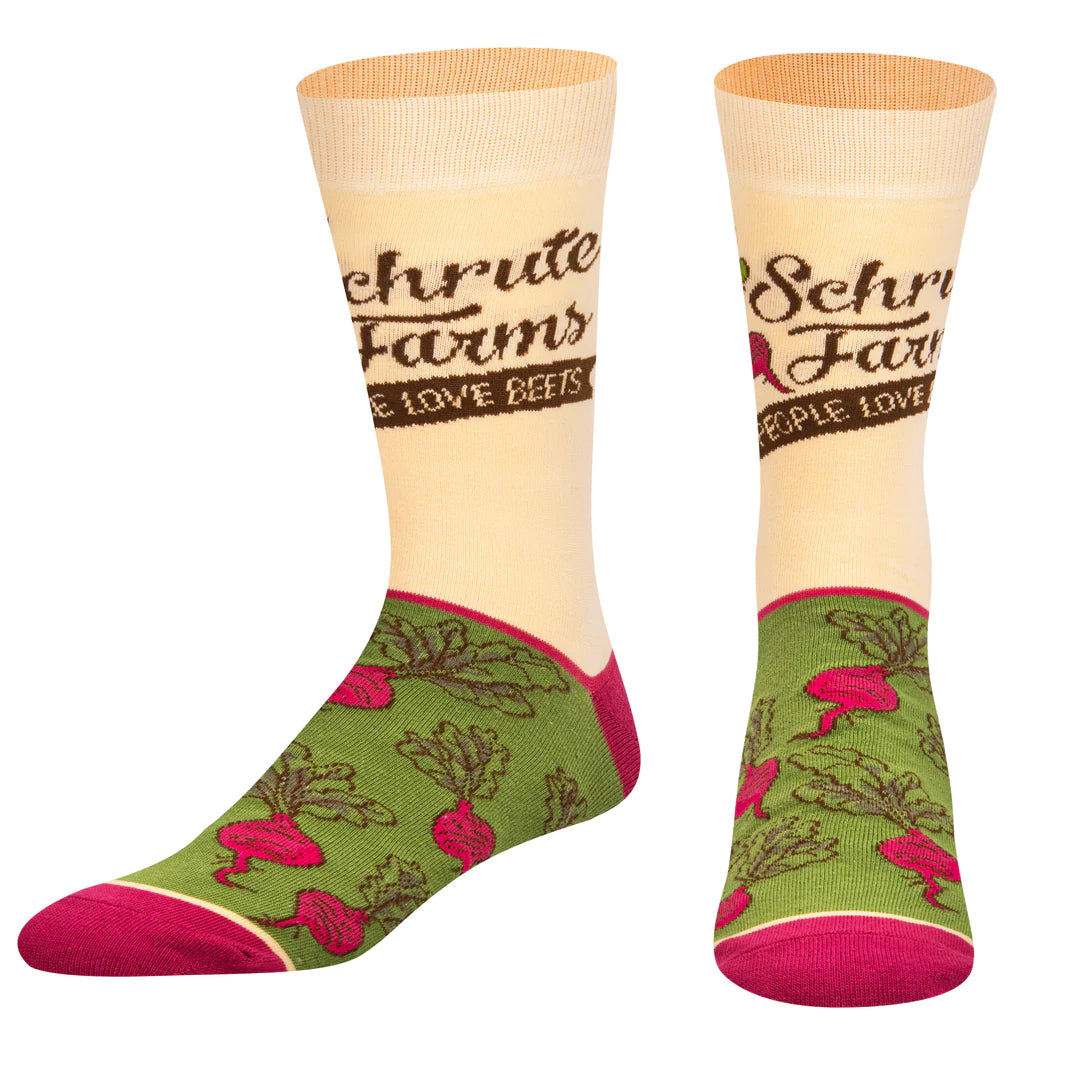THE OFFICE TV SHOW Men’s SCHRUTE FARMS Socks ODD SOX Brand ‘PEOPLE LOVE BEETS’ - Novelty Socks And Slippers