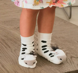 BOOGIE TOES Baby Unisex ZEBRA Rattle Gripper Bottom Socks By Piero Liventi - Novelty Socks And Slippers