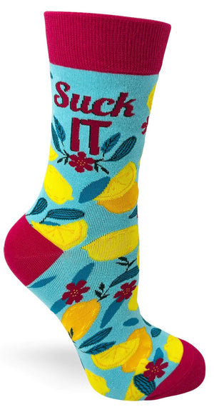FABDAZ BRAND LADIES LEMON ‘SUCK IT’ SOCKS - Novelty Socks for Less