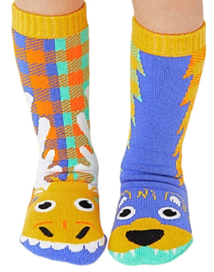PALS SOCKS Brand Unisex MOOSE & BEAR Gripper Bottom Socks (CHOOSE SIZE) - Novelty Socks for Less
