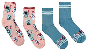 DISNEY 100 Ladies 2 Pair Of Socks GENIE, OLAF, BAMBI, MARIE THE CAT, FORKY, TINKERBELL - Novelty Socks for Less