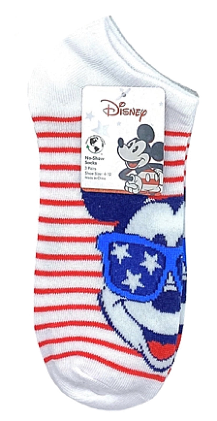 DISNEY Ladies PATRIOTIC 3 Pair Of MICKEY & DONALD No Show Socks - Novelty Socks for Less