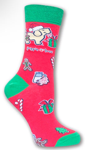 PUPPIE LOVE BY SOCKS N SOCKS Brand Adult CHRISTMAS PUP SOCKS - Novelty Socks for Less