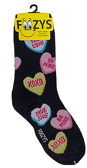 FOOZYS Brand Ladies VALENTINES DAY Pair Of CANDY HEART Socks - Novelty Socks And Slippers