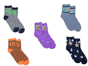 SPONGEBOB SQUAREPANTS Ladies HALLOWEEN 5 Pair Of Socks With GARY, PATRICK - Novelty Socks for Less