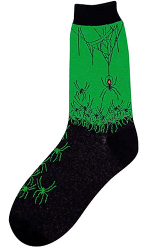 FOOT TRAFFIC Brand Ladies HALLOWEEN SPIDERS ALL OVER Socks - Novelty Socks for Less