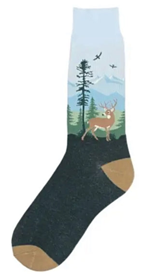 FOOT TRAFFIC Brand Men’s WHITE TAIL BUCK DEER Socks - Novelty Socks for Less