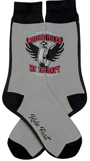 FOOT TRAFFIC Brand Men’s MOTORCYCLES MY THERAPY Socks - Novelty Socks for Less