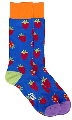 FUN SOCKS Brand Men’s STRAWBERRY Socks - Novelty Socks for Less