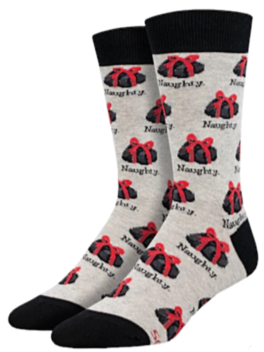 SOCKSMITH Brand Men’s CHRISTMAS Socks BLACK LUMP OF COAL ‘NAUGHTY