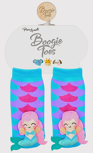 BOOGIE TOES Baby Unisex MERMAID Rattle Gripper Bottom Socks By PIERO LIVENTI - Novelty Socks for Less