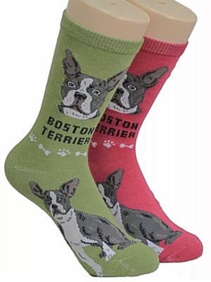 FOOZYS Ladies 2 Pair BOSTON TERRIER Dog - Novelty Socks for Less
