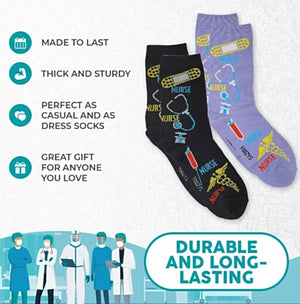 FOOZYS BRAND LADIES 2 Pair OF NURSE Socks - Novelty Socks for Less