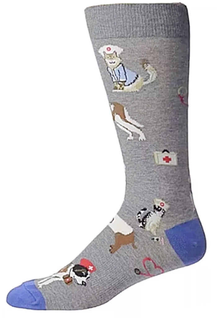 K. BELL Brand Men's VETERINARIAN Socks With DOGS & CATS
