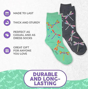 FOOZYS BRAND Ladies 2 PAIR DRAGONFLY Socks - Novelty Socks for Less