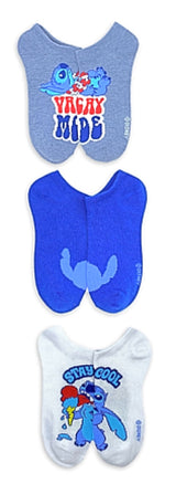 DISNEY LILO & STITCH Ladies 3 Pair Of PATRIOTIC No Show Socks ‘VACAY MODE’ - Novelty Socks for Less