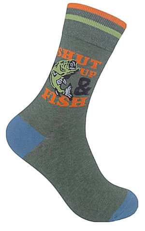 FUNATIC Brand Unisex ‘SHUT UP & FISH Socks - Novelty Socks for Less