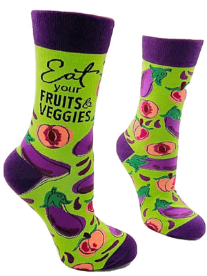 FABDAZ Brand Ladies FRUITS & VEGGIE Socks ‘EAT YOUR FRUITS & VEGGIES’ - Novelty Socks for Less