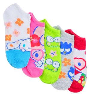 HELLO KITTY Ladies 5 Pair Of No Show Socks CINNAMAROLL, KEROPPI, MY MELODY - Novelty Socks for Less