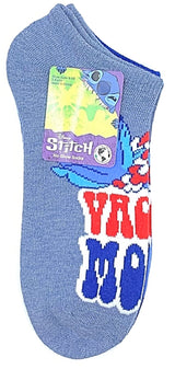 DISNEY LILO & STITCH Ladies 3 Pair Of PATRIOTIC No Show Socks ‘VACAY MODE’ - Novelty Socks for Less