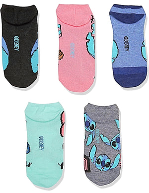 DISNEY LILO & STITCH Ladies 5 Pair No Show Socks ‘HERE FOR THE MUSIC' - Novelty Socks for Less
