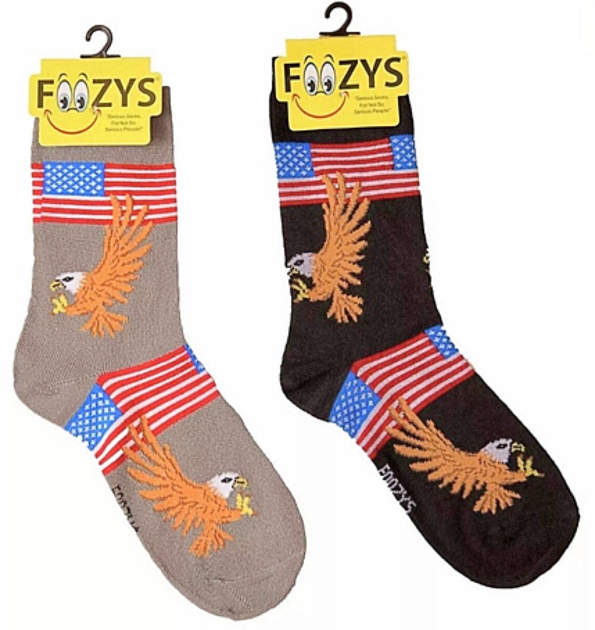 FOOZYS Ladies 2 Pair FLAG/BALD EAGLE Socks - Novelty Socks for Less
