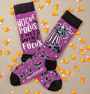 Primitives by Kathy Unisex Socks 'HOCUS POCUS I NEED WINE TO FOCUS' - Novelty Socks for Less